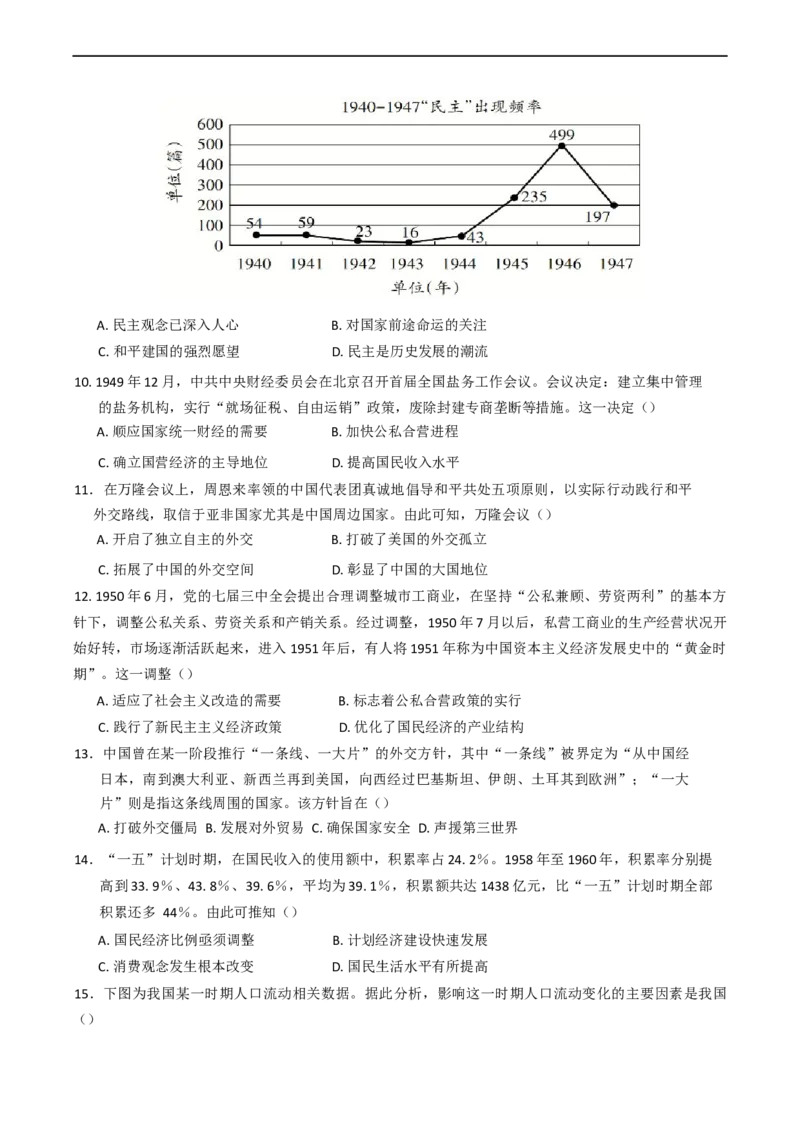 福建省龙岩市连城县第一中学2024-2025学年高一下学期月考历史试题（含答案）_2024-2025高一（7-7月题库）_2025年6月7.10新增_0606福建省连城县第一中学2024-2025学年高一下学期5月月考2