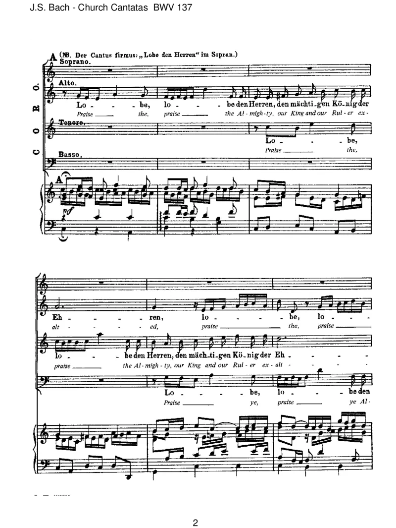BWV137LobedenHerrn,denm_chtigenK_nigderEhren_一万首著名钢琴曲谱哈农贝多芬合集视频教学电子版高清无水印可打印_1古典钢琴知名音乐家谱_巴赫钢琴谱全集_J.S巴赫作品全集