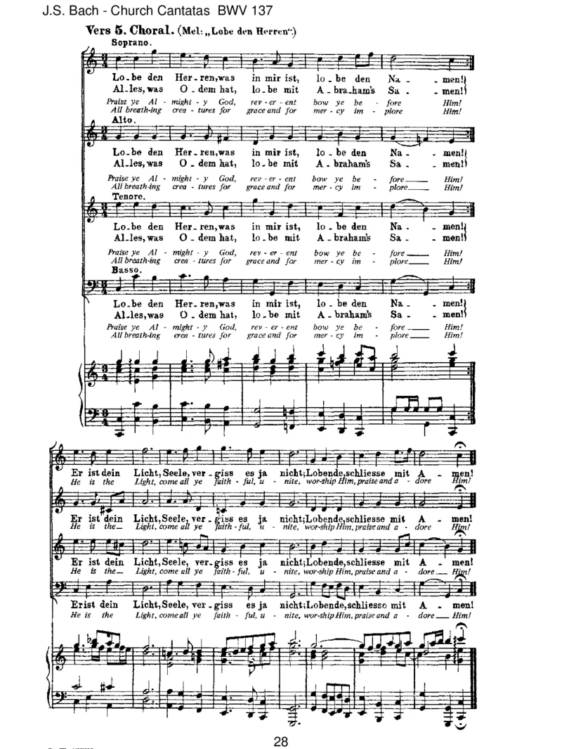 BWV137LobedenHerrn,denm_chtigenK_nigderEhren_一万首著名钢琴曲谱哈农贝多芬合集视频教学电子版高清无水印可打印_1古典钢琴知名音乐家谱_巴赫钢琴谱全集_J.S巴赫作品全集