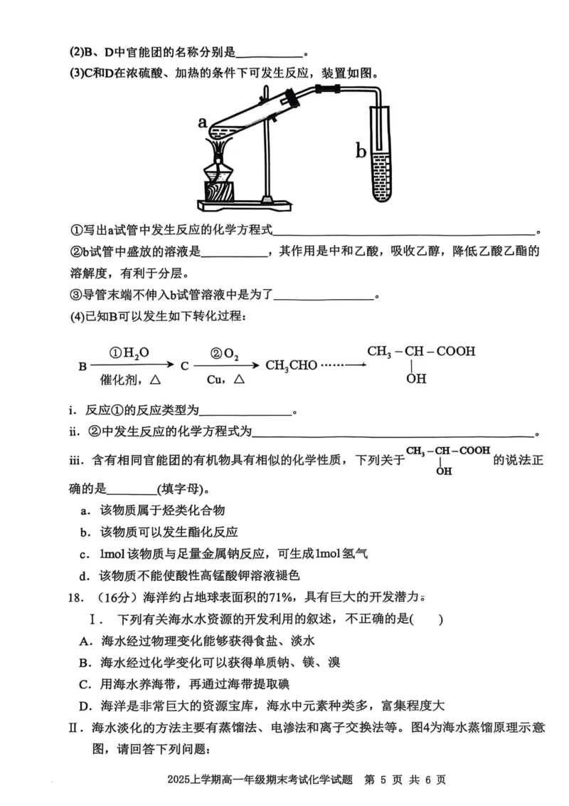 湖南省邵阳市邵东市联考2024-2025学年高一下学期7月期末化学_2024-2025高一（7-7月题库）_2025年7月_250705湖南省邵阳市邵东市联考2024-2025学年高一下学期7月期末考试