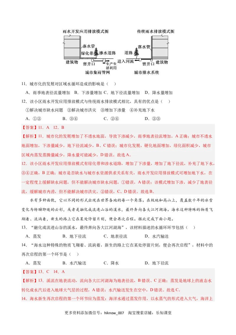 第三章地球上的水（A卷&bull;单元考点）-2022-2023学年高一地理上学期同步单元卷（人教版2019必修第一册）解析版_E015高中全科试卷_地理试题_必修1_1.单元测试