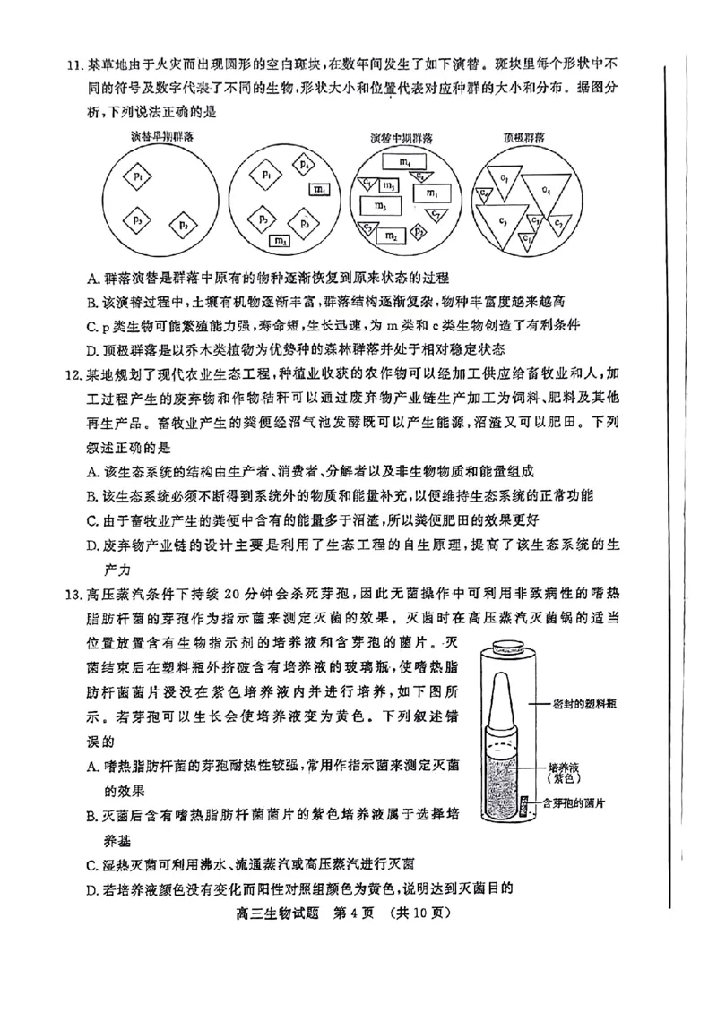 扫描件_2024年3月济南市高三模拟考试（生物）(2)_2024年3月_013月合集_2024届山东省济南市3月高三模拟考试_山东省济南市2024年3月高三模拟考试生物