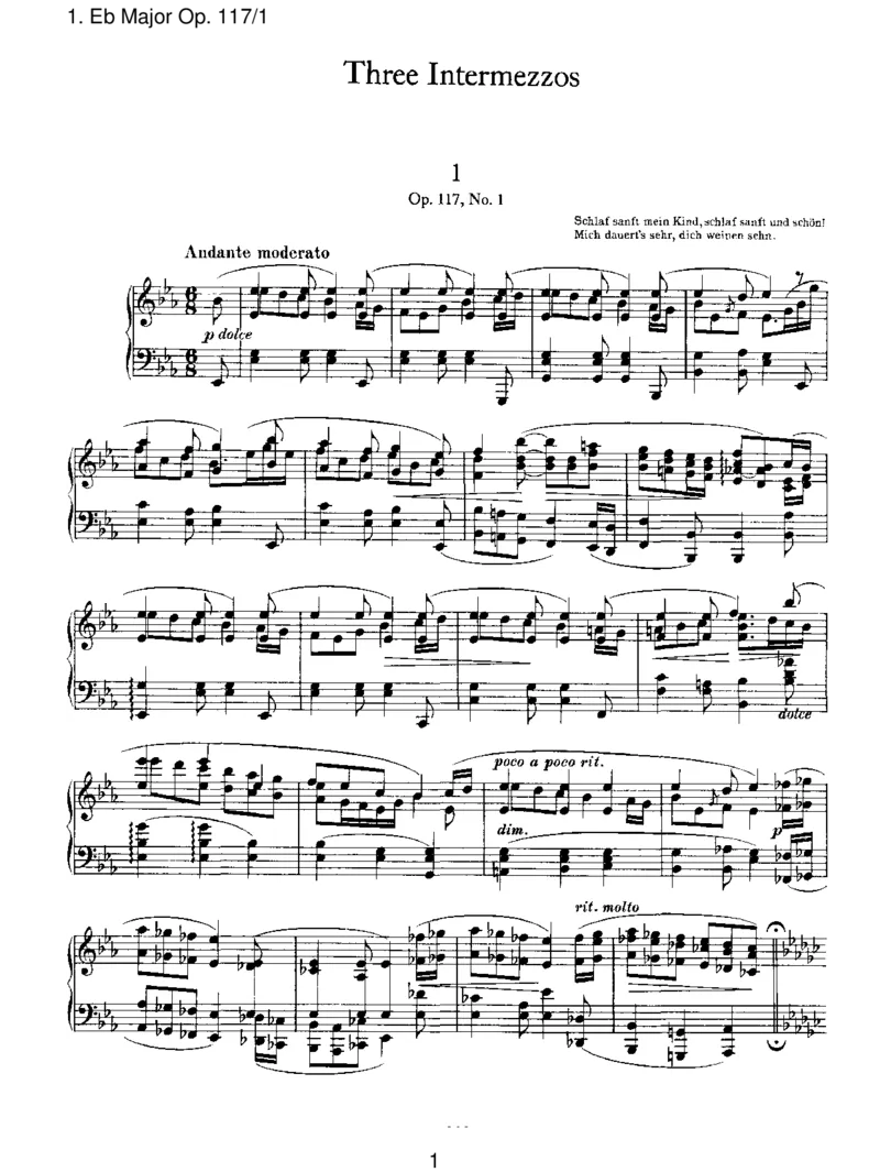 EbMajorOp.117_1_一万首著名钢琴曲谱哈农贝多芬合集视频教学电子版高清无水印可打印_1古典钢琴知名音乐家谱_勃拉姆斯钢琴谱全集_III.ShorterWorks_ThreeIntermezzosOp.117