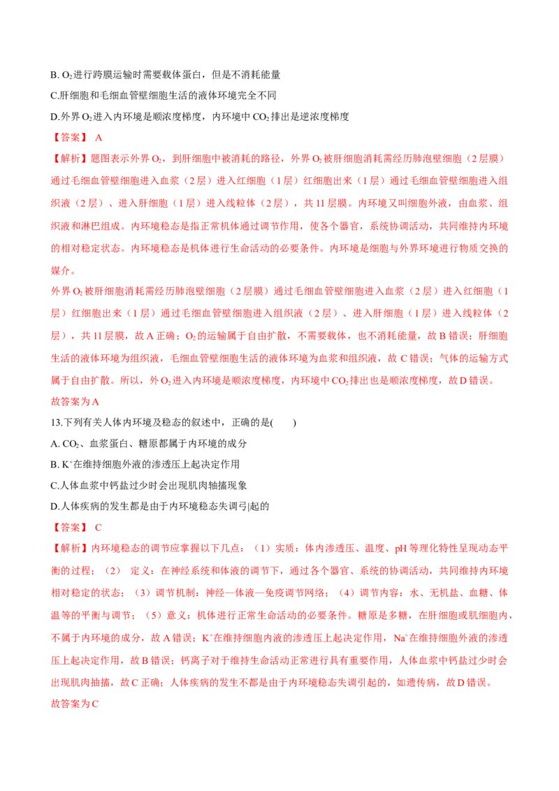 第1章人体的内环境与稳态（测试卷）-2022-2023学年高二生物章末检测卷（人教版2019选择性必修1）（解析版）_E015高中全科试卷_生物试题_选修1_1.单元测试_1.单元测试2023年
