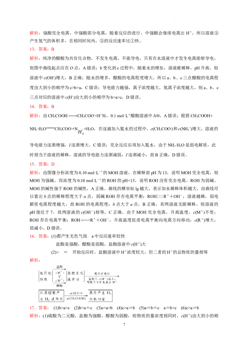 第三章第一节第1课时电离平衡测试题2022-2023学年高二上学期化学人教版（2019）选择性必修1_E015高中全科试卷_化学试题_选修1_3.新版人教版高中化学试卷选择性必修1_1.同步练习