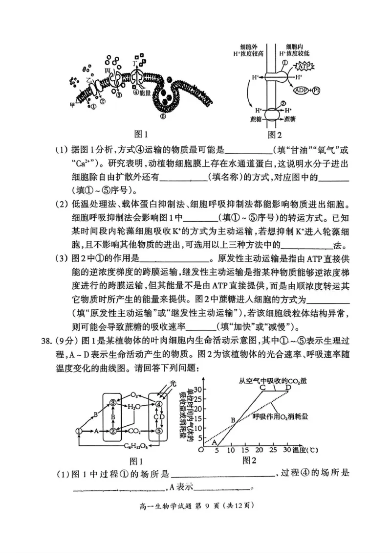 福建省三明市2024-2025学年高一上学期1月期末生物试题（PDF版，含答案）_2024-2025高一（7-7月题库）_2025年02月试卷_0227福建省三明市2024-2025学年高一上学期1月期末考试
