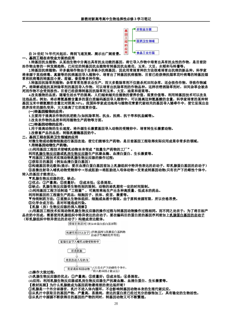 选择性必修3知识总结高二下学期生物人教版选择性必修3_E015高中全科试卷_生物试题_选修3_5.知识汇总