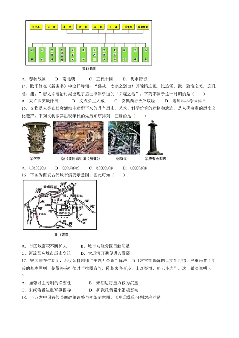 浙江省杭州地区（含周边）重点中学2024-2025学年高一上学期期中联考历史试题（含答案）_2024-2025高一（7-7月题库）_2024年11月试卷