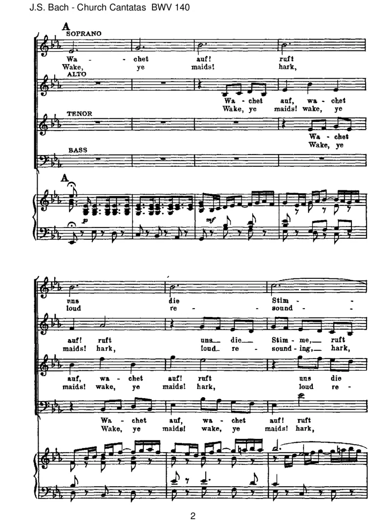 BWV140Wachetauf,ruftunsdieStimme_一万首著名钢琴曲谱哈农贝多芬合集视频教学电子版高清无水印可打印_1古典钢琴知名音乐家谱_巴赫钢琴谱全集_J.S巴赫作品全集