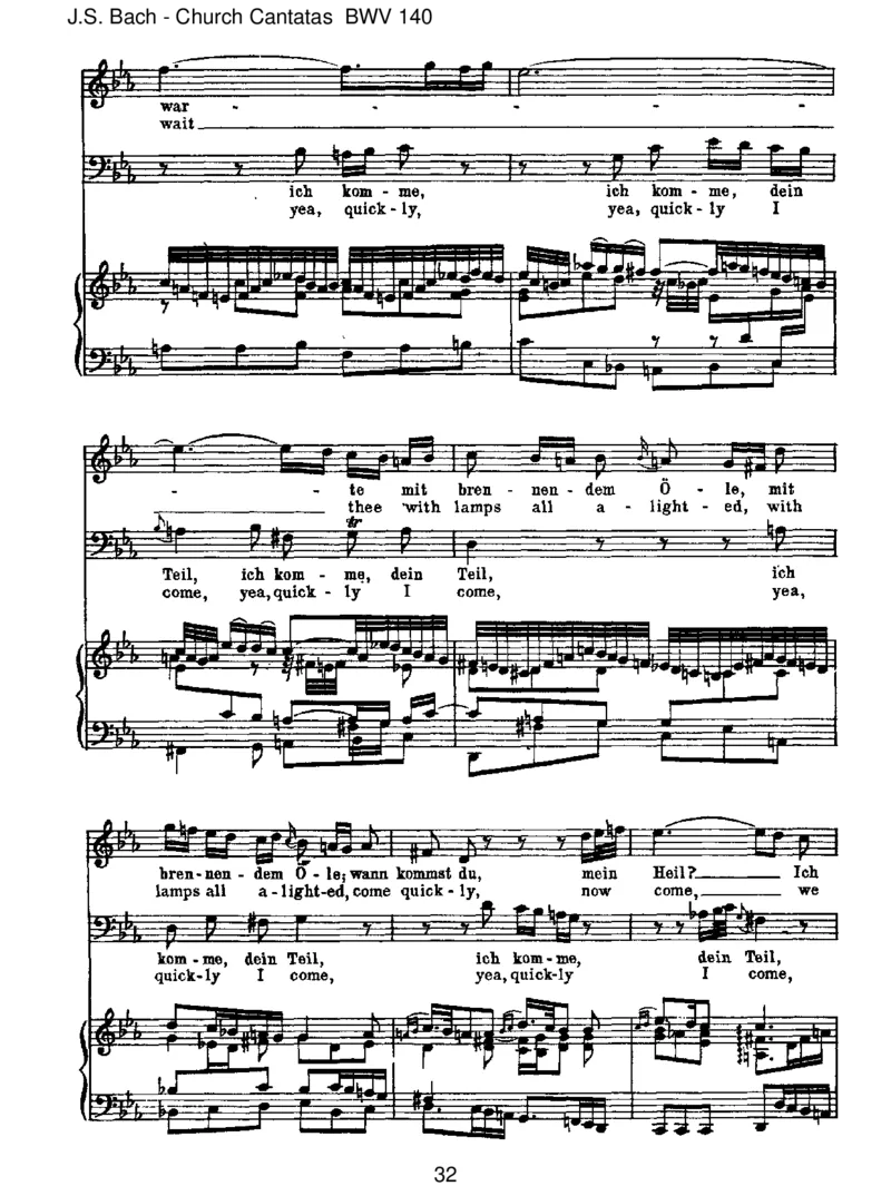 BWV140Wachetauf,ruftunsdieStimme_一万首著名钢琴曲谱哈农贝多芬合集视频教学电子版高清无水印可打印_1古典钢琴知名音乐家谱_巴赫钢琴谱全集_J.S巴赫作品全集