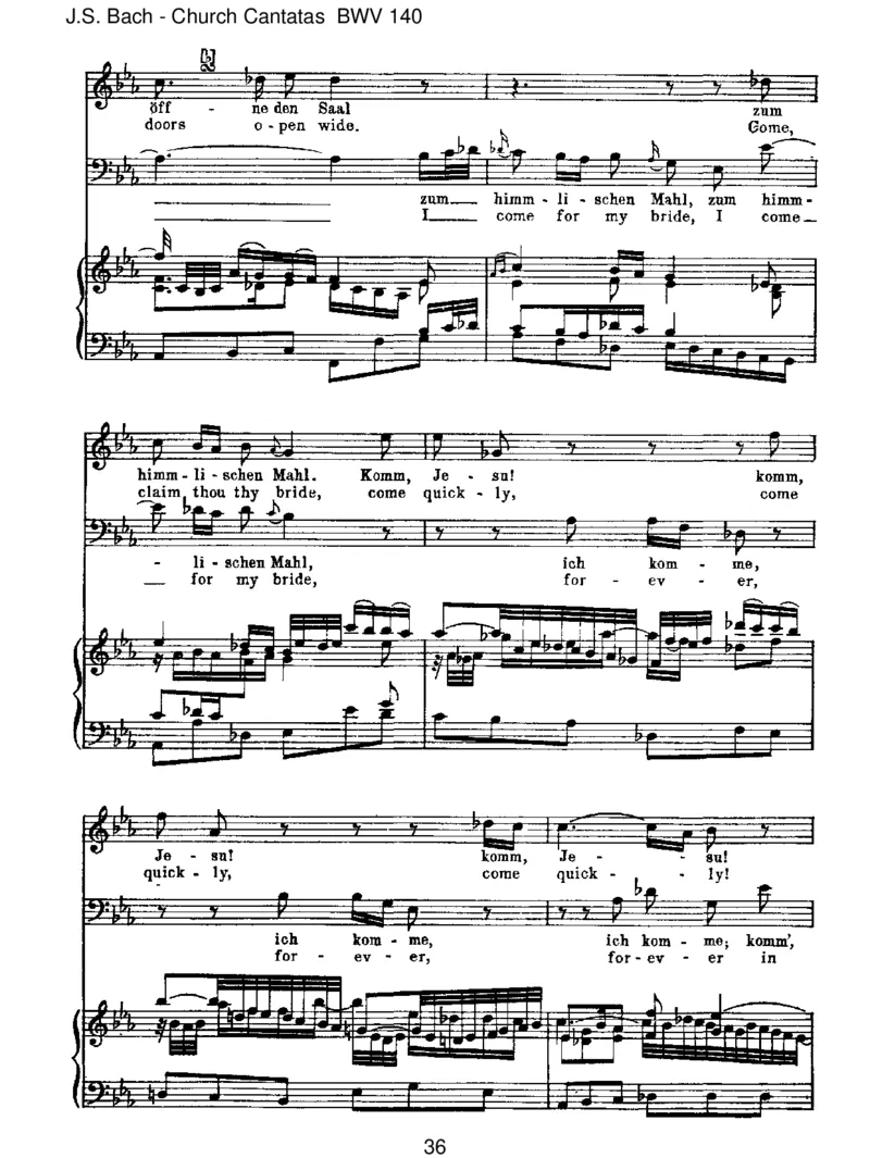 BWV140Wachetauf,ruftunsdieStimme_一万首著名钢琴曲谱哈农贝多芬合集视频教学电子版高清无水印可打印_1古典钢琴知名音乐家谱_巴赫钢琴谱全集_J.S巴赫作品全集