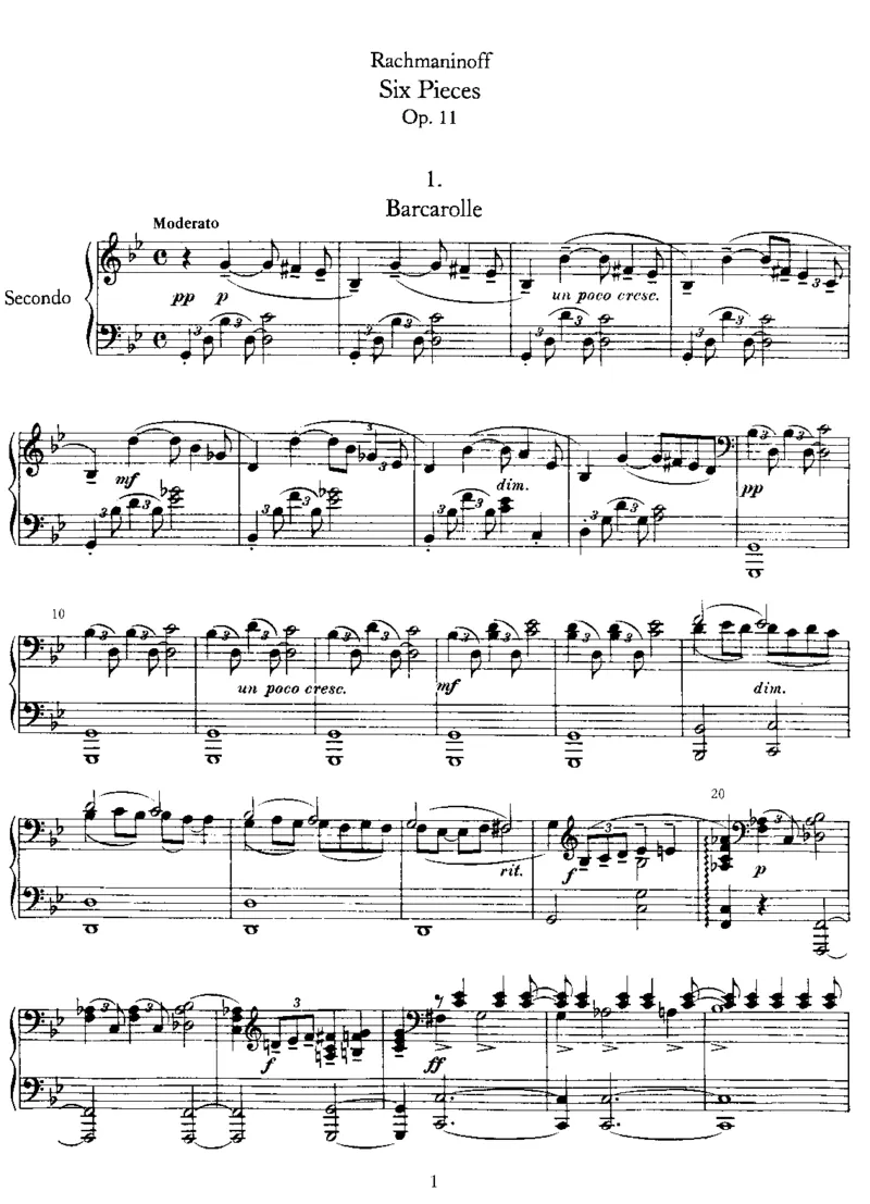 6Pieces,Op11(4Hands)_一万首著名钢琴曲谱哈农贝多芬合集视频教学电子版高清无水印可打印_1古典钢琴知名音乐家谱_拉赫玛尼诺夫钢琴谱全集