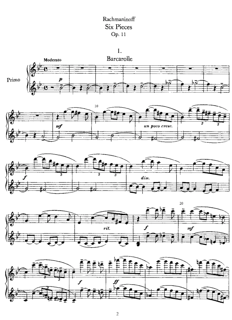 6Pieces,Op11(4Hands)_一万首著名钢琴曲谱哈农贝多芬合集视频教学电子版高清无水印可打印_1古典钢琴知名音乐家谱_拉赫玛尼诺夫钢琴谱全集