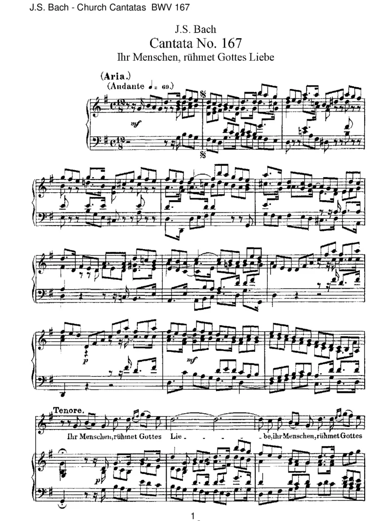 BWV167IhrMenschen,r&uuml;hmetGottesLiebe_一万首著名钢琴曲谱哈农贝多芬合集视频教学电子版高清无水印可打印_1古典钢琴知名音乐家谱_巴赫钢琴谱全集_J.S巴赫作品全集