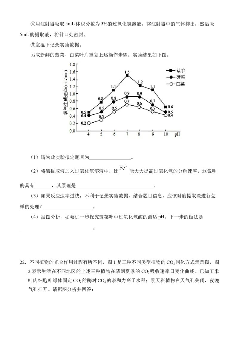湖北省荆州市沙市中学2024-2025学年高一下学期3月月考生物试题（含答案）_2024-2025高一（7-7月题库）_2025年04月试卷_0423湖北省荆州市沙市中学2024-2025学年高一下学期3月月考