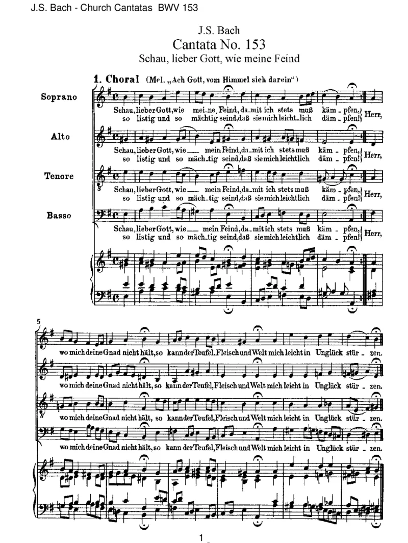 BWV153Schau,lieberGott,wiemeineFeind_一万首著名钢琴曲谱哈农贝多芬合集视频教学电子版高清无水印可打印_1古典钢琴知名音乐家谱_巴赫钢琴谱全集_J.S巴赫作品全集