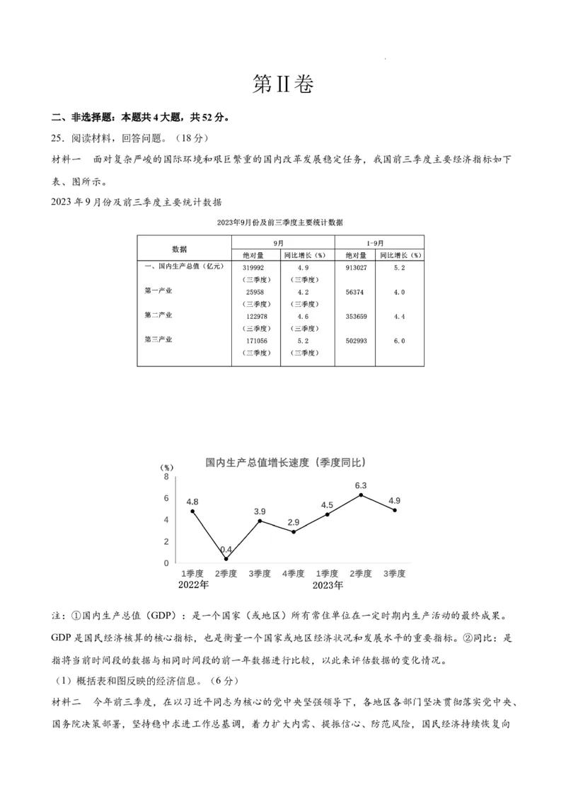 高一政治期末模拟卷（考试版）测试范围：统编版必修1+必修2A4版_E015高中全科试卷_政治试题_必修2_4.期末试卷