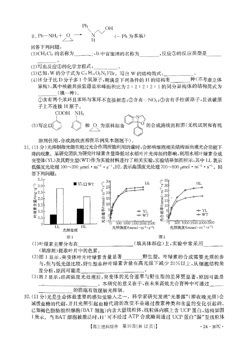 扫描件_理科综合307C_2024年2月_01每日更新_06号_2024届河南省创新发展联盟高三上学期2月期末（307C）_河南省创新发展联盟2024届高三上学期2月期末（307C）理综