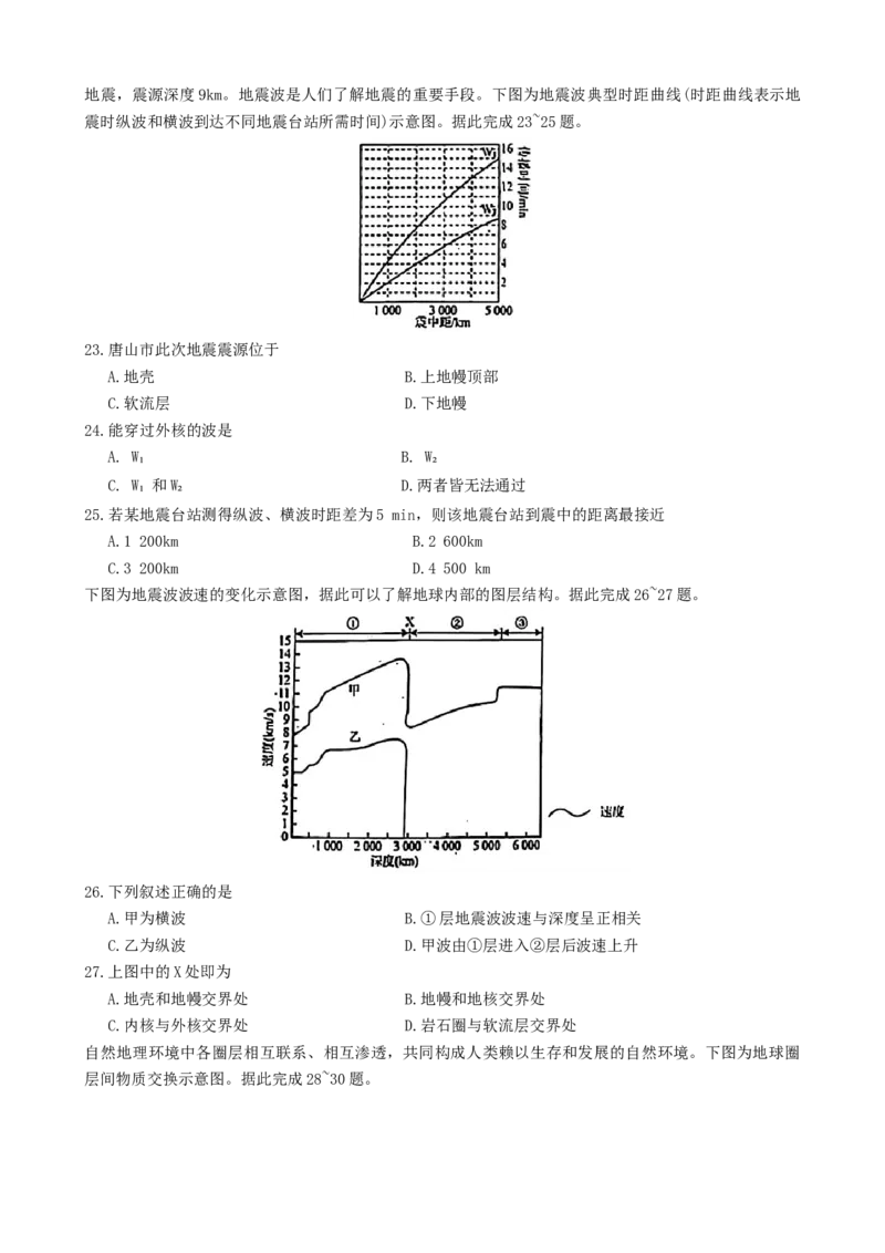 辽宁省县域重点高中协作体2024~2025学年高一上学期10月份质量监测地理试卷_2024-2025高一（7-7月题库）_2024年10月试卷_1029辽宁省县域重点高中协作体2024~2025学年高一上学期10月质量监测