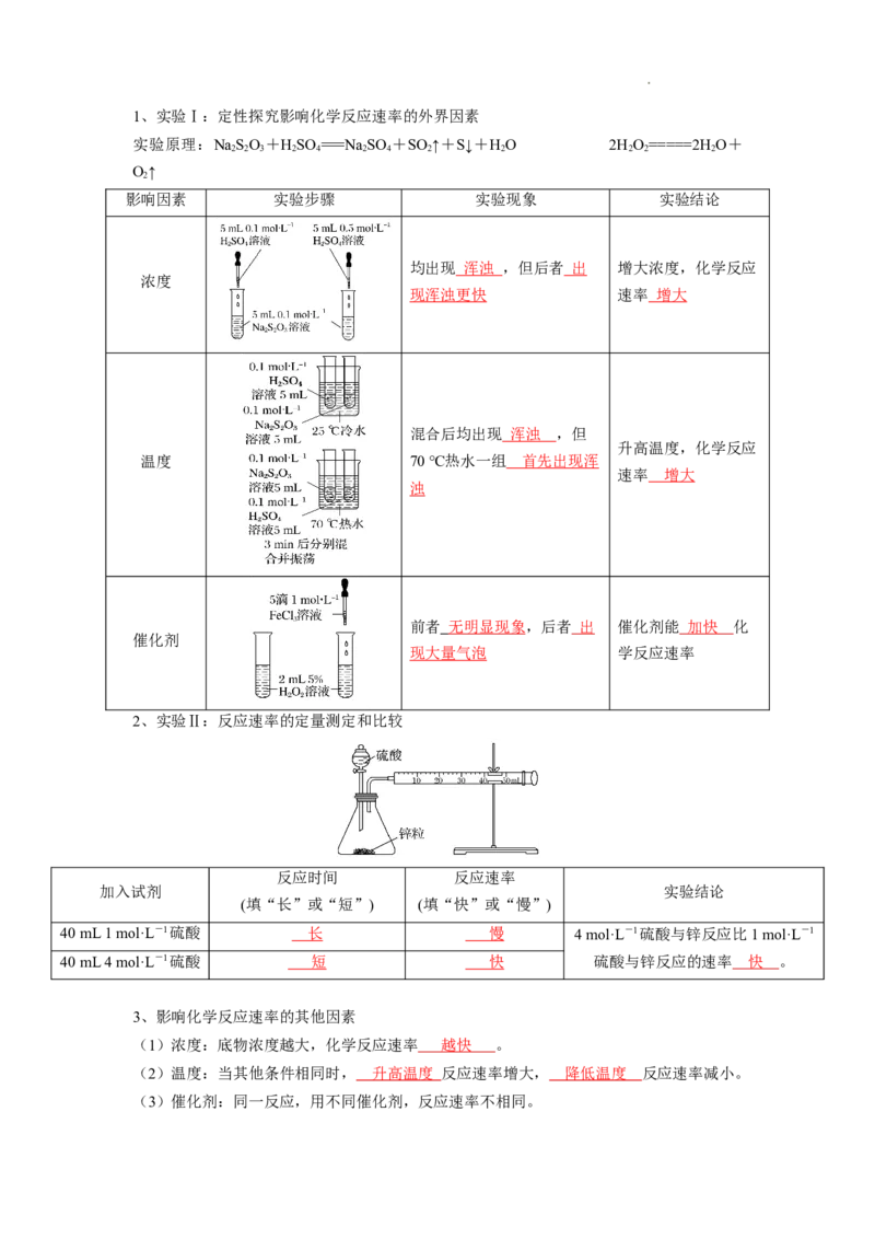 第二章化学反应速率与化学平衡-知识手册高中化学全册必背章节知识清单（人教版2019选择性必修1）（教师版）_E015高中全科试卷_化学试题_选修1_6.知识汇总