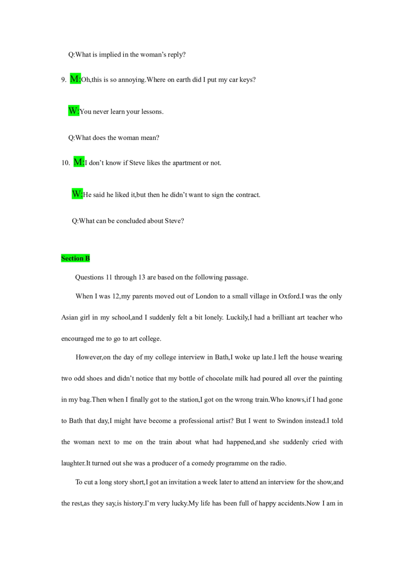 备考2024新高考英语听力(答案+文本)10_2024年5月_01按日期_1号_2024高考英语听力专题（80套模拟训练+历年真题）(附音频）_高考英语听力高分80套模拟训练_728