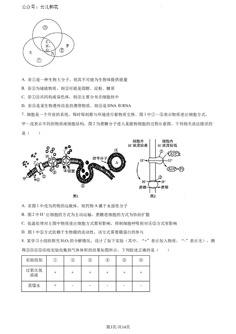 河北省保定市部分高中2023-2024学年高一下学期7月期末考试生物试题_2024-2025高一（7-7月题库）_2024年7月试卷_0710河北省保定市部分高中2023-2024学年高一下学期期末考试