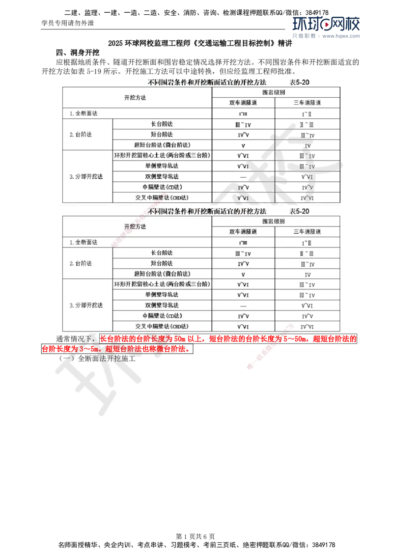 36.专业知识：第五章第三节隧道开挖(二)_监理工程师_2025监理工程师_2025年监理工程师SVIP_2025年监理交通控制SVIP_02-基础精讲✿高端面授✿深度强化