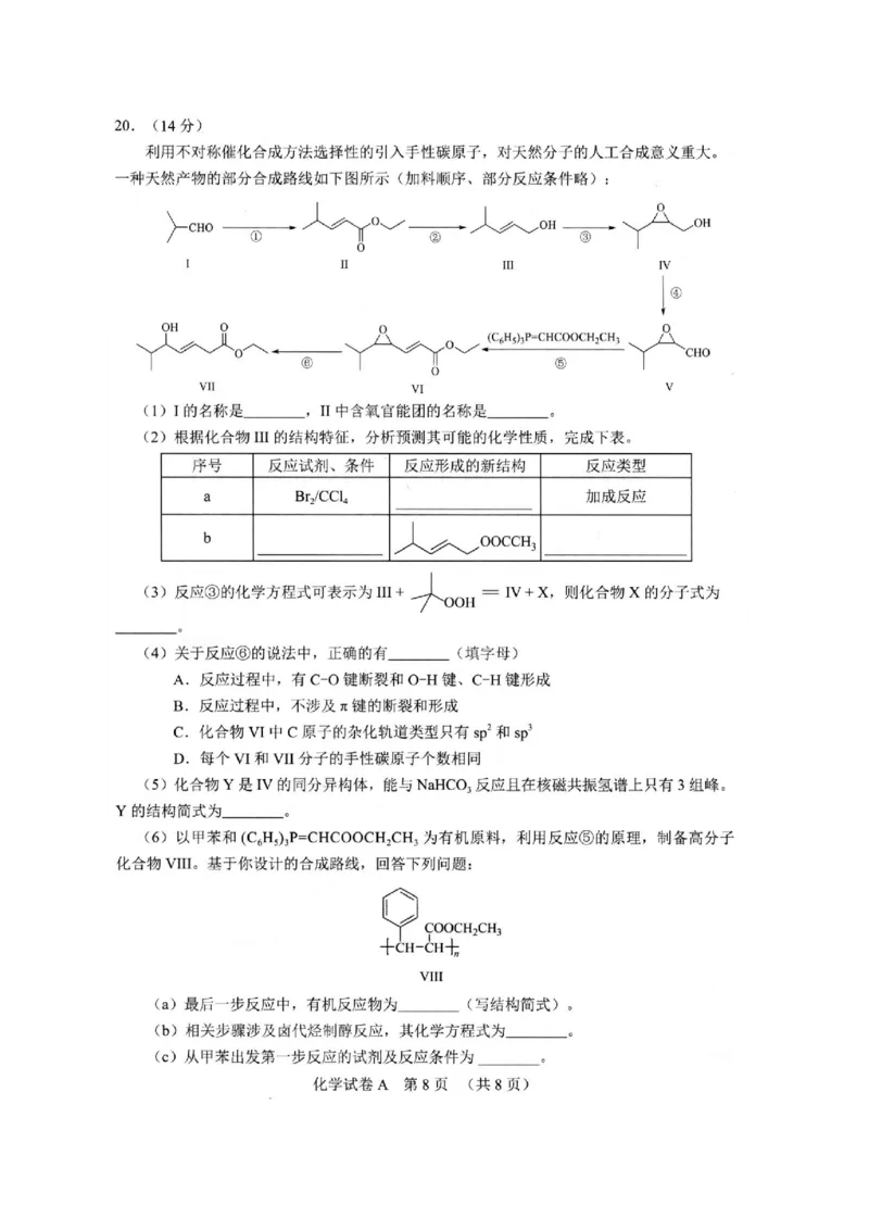 广东省广州市2024届高三毕业班综合测试（一）化学试题_2024年3月_013月合集_2024届广东省广州市普通高中毕业班下学期一模考试