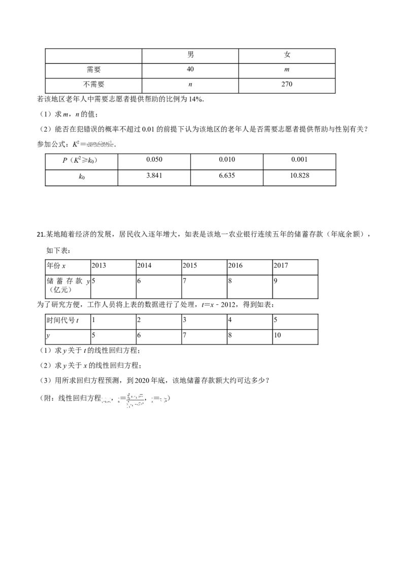 第八章成对数据的统计分析（提高卷）（原卷版）_E015高中全科试卷_数学试题_选修3_01.单元测试_单元测试（第三套）