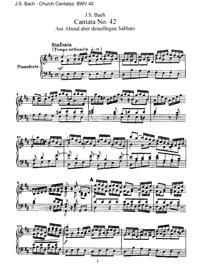 BWV42AmAbendaberdesselbigenSabbats_一万首著名钢琴曲谱哈农贝多芬合集视频教学电子版高清无水印可打印_1古典钢琴知名音乐家谱_巴赫钢琴谱全集_J.S巴赫作品全集