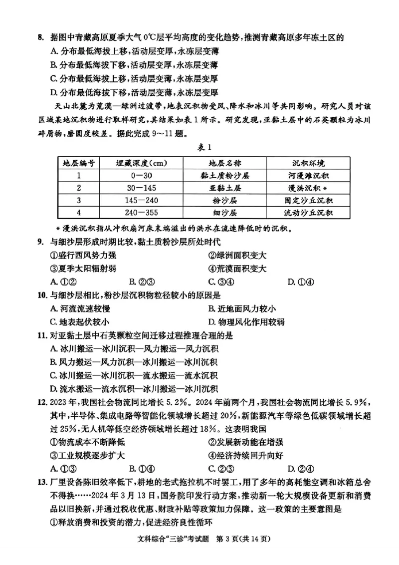 成都三诊文综试题_2024年5月_01按日期_10号_2024届四川省成都市高三下学期第三次诊断性检测_四川省成都市2024届高三下学期第三次诊断性检测文综