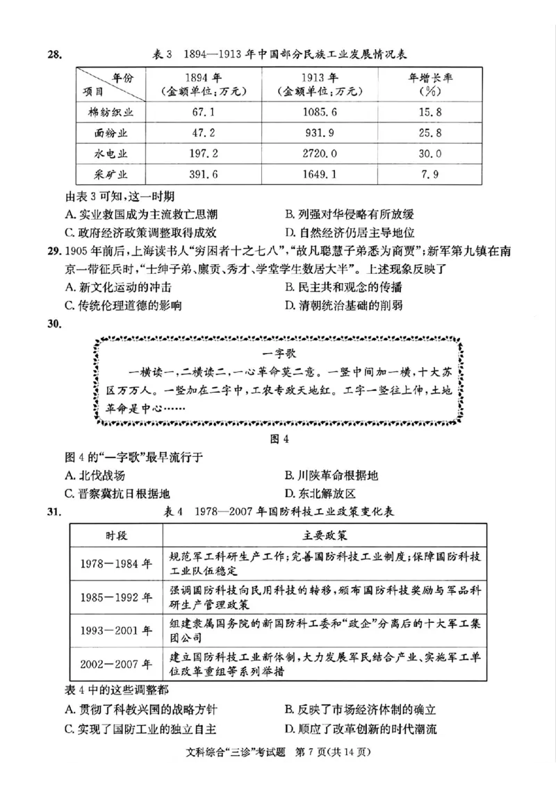 成都三诊文综试题_2024年5月_01按日期_10号_2024届四川省成都市高三下学期第三次诊断性检测_四川省成都市2024届高三下学期第三次诊断性检测文综