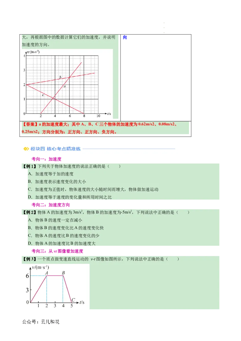 第04讲速度变化的描述--加速度（原卷版）_2024-2025高一（7-7月题库）_2024年7月试卷_07082024年初升高物理无忧衔接（通用版）+暑假自学课2024年新高一物理暑假提升精品讲义