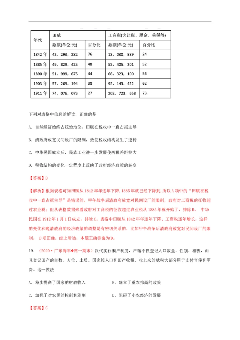 第五单元货币与赋税制度（基础过关）-高二历史单元测试定心卷（选择性必修一国家制度与社会治理）（解析版）_E015高中全科试卷_历史试题_选修1_1.单元测试_单元测试（第二套）