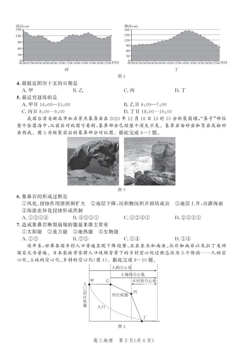 地理_2024年4月_01按日期_6号_2024届河北省高三大数据应用调研联合测评（Ⅵ）_河北省2024届高三大数据应用调研联合测评（Ⅵ）地理试题