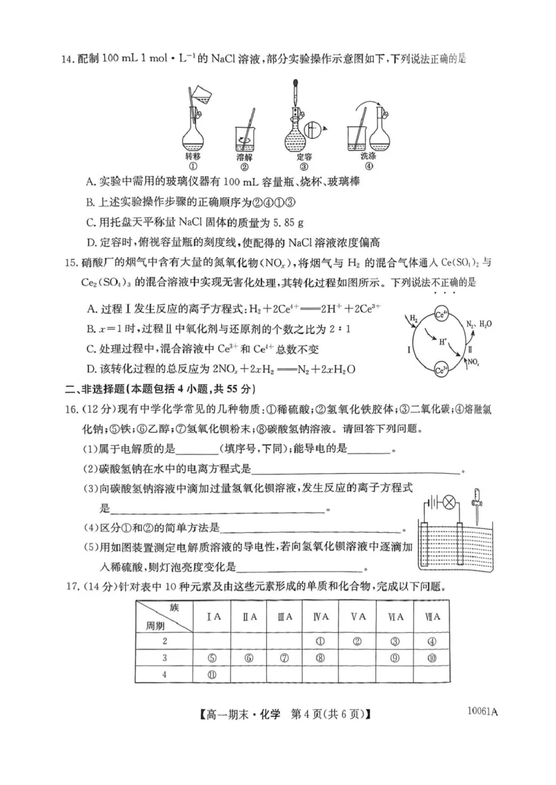 黑龙江省哈尔滨市六校2024-2025学年高一上学期期末联考试题化学PDF版含解析_2024-2025高一（7-7月题库）_2025年01月试卷_0124黑龙江省哈尔滨市六校2024-2025学年高一上学期期末联考试题