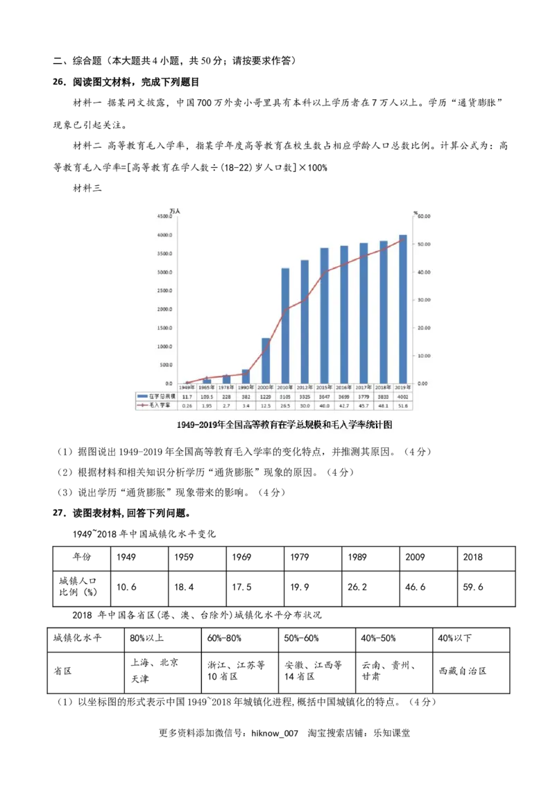 高一地理下学期期中卷03（人教版2019）（原卷版）_E015高中全科试卷_地理试题_必修2_3.期中试卷_高一地理下学期期中测试卷03（人教版2019）