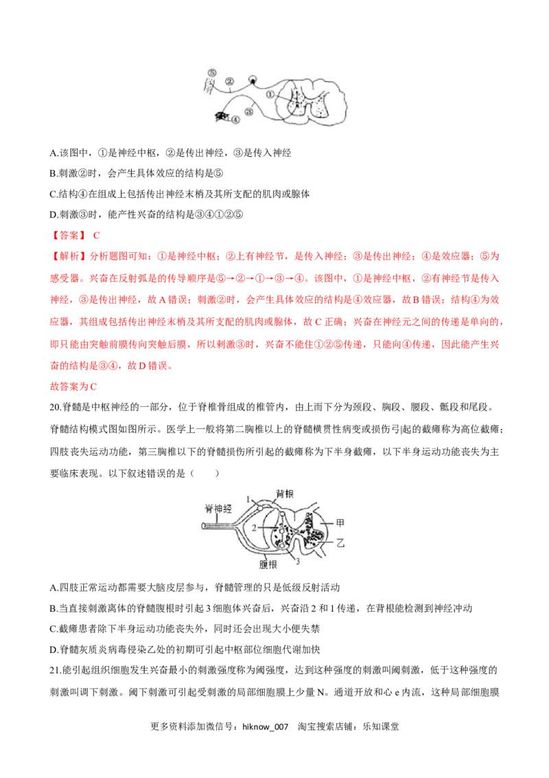 第2章神经调节（测试卷）-2022-2023学年高二生物章末检测卷（人教版2019选择性必修1）（解析版）_E015高中全科试卷_生物试题_选修1_1.单元测试_1.单元测试2023年