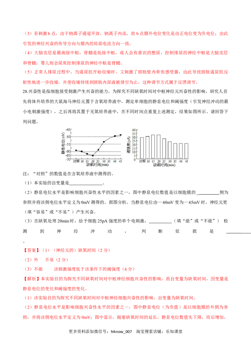 第2章神经调节（测试卷）-2022-2023学年高二生物章末检测卷（人教版2019选择性必修1）（解析版）_E015高中全科试卷_生物试题_选修1_1.单元测试_1.单元测试2023年