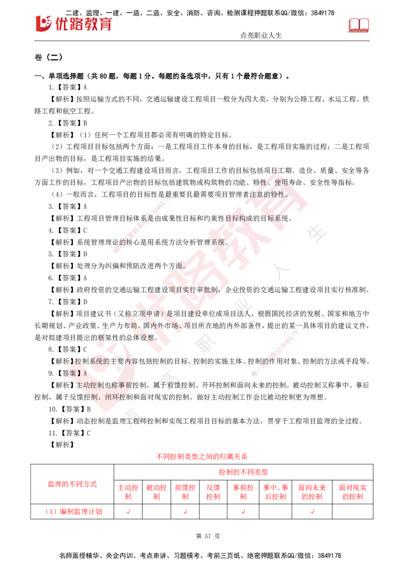 25监理《控制（交通）》经典甄题详解（打印版）_监理工程师_2025监理工程师_2025年监理工程师SVIP_2025年监理交通控制SVIP_03-习题精析✿实战特训✿模考通关_讲义