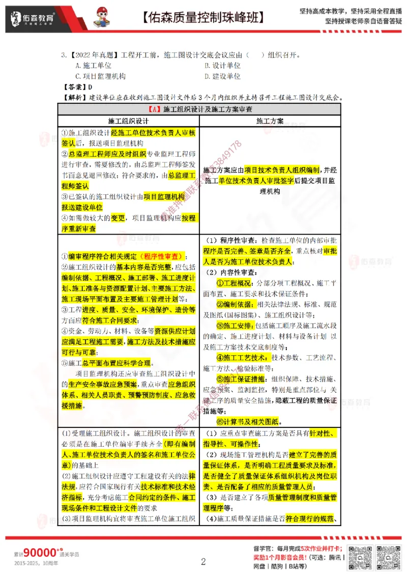 3月28日佑森质量控制珠峰班VIP作业答案_监理工程师_2025监理工程师_2025年监理工程师SVIP_2025年监理土建案例SVIP_02-基础精讲✿高端面授✿深度强化