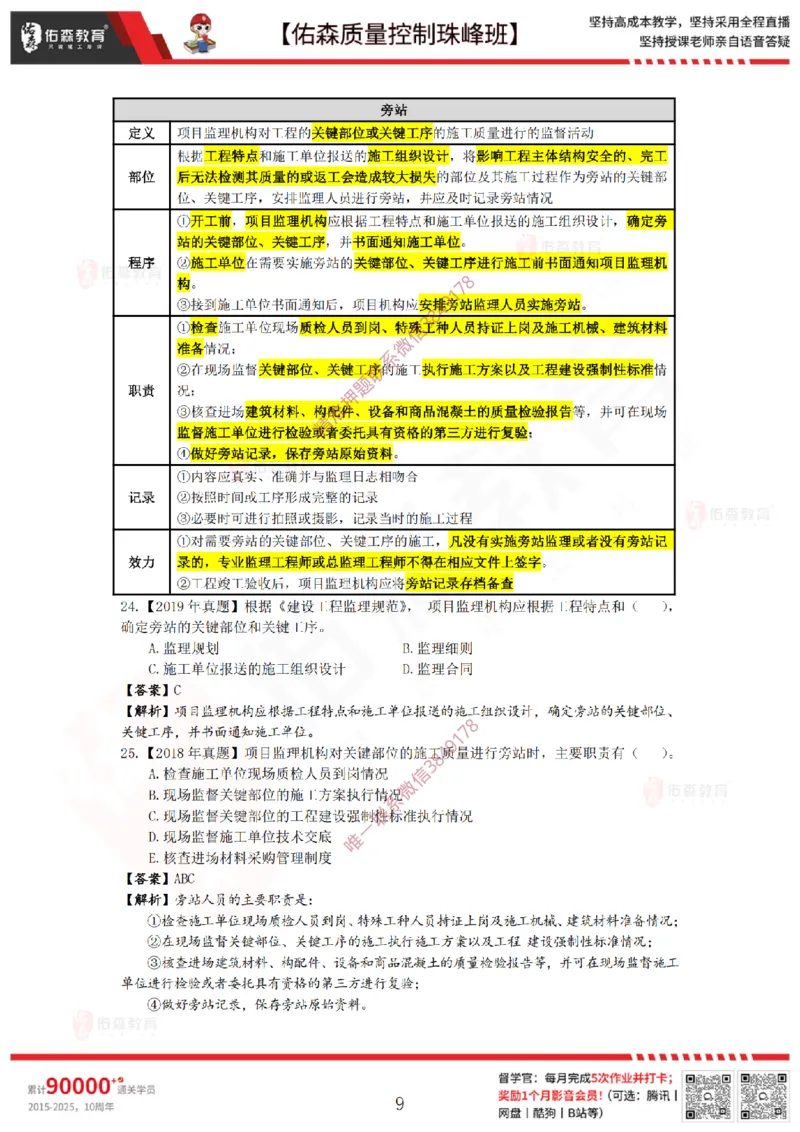 3月28日佑森质量控制珠峰班VIP作业答案_监理工程师_2025监理工程师_2025年监理工程师SVIP_2025年监理土建案例SVIP_02-基础精讲✿高端面授✿深度强化