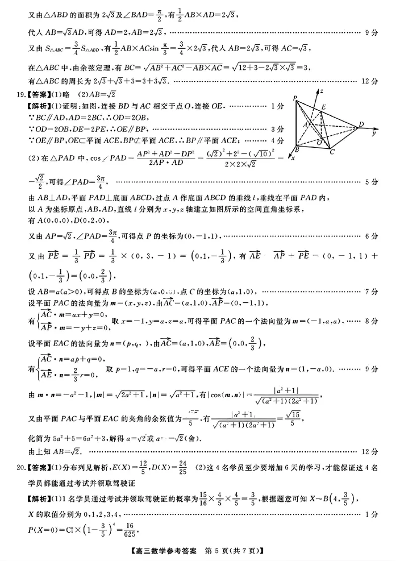 参考答案提示及评分细则(1)_2024年2月_01每日更新_19号_2024届福建省百校联考高三下学期正月联考_福建省百校联考2024届高三下学期正月联考数学