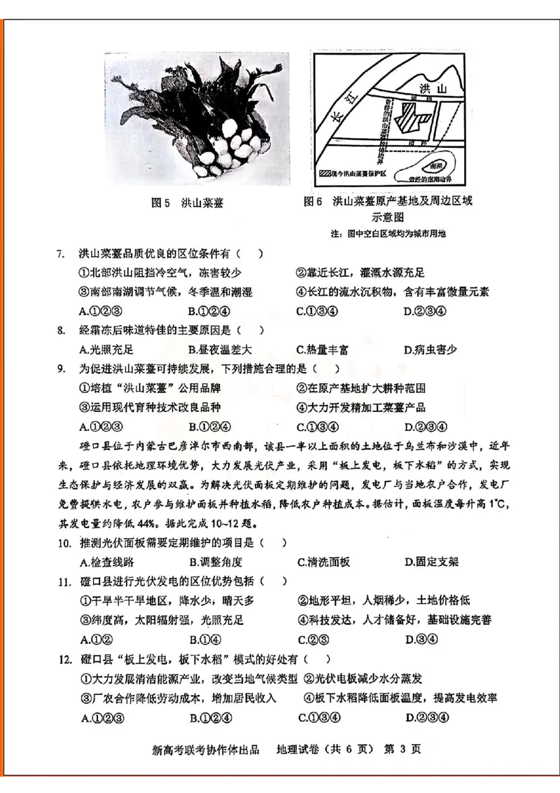 地理_2024年4月_01按日期_8号_2024届湖北省新高考协作体高三下学期一模考试_2024届湖北省新高考协作体高三下学期一模考试地理