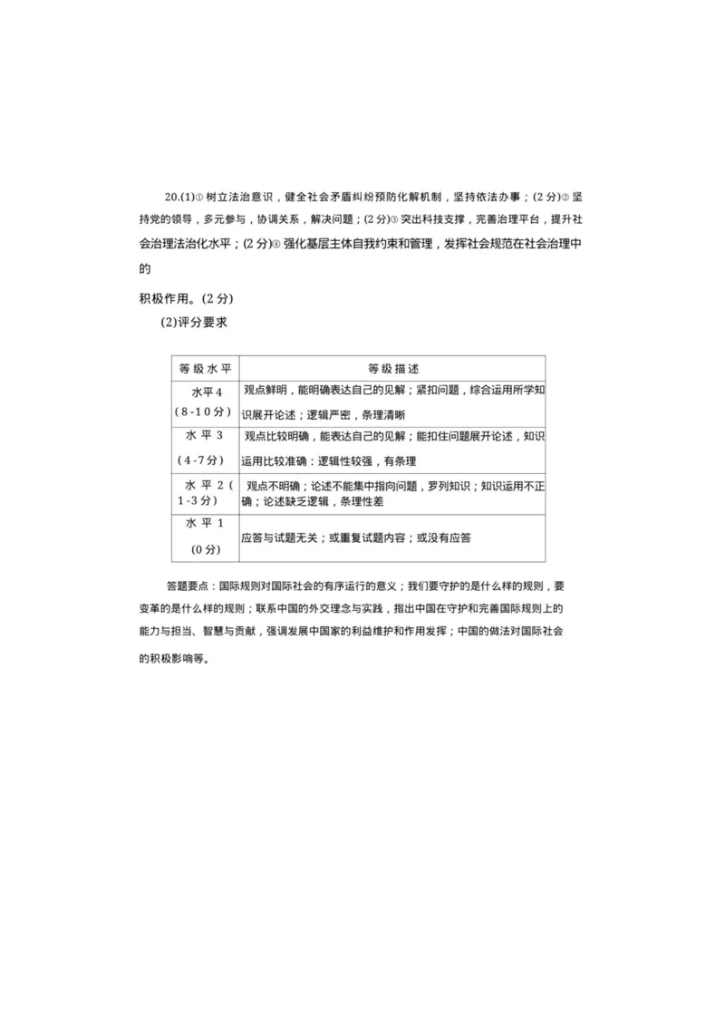山东省聊城市2024年高考模拟试题（一）政治答案(1)_2024年3月_013月合集_2024届山东省聊城市高考模拟试题（一）