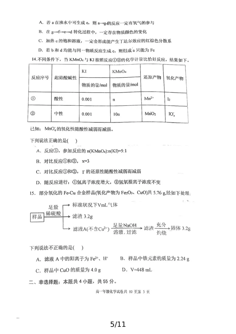 辽宁省大连市第八中学2024-2025学年高一上学期12月月考试题化学PDF版含答案_2024-2025高一（7-7月题库）_2024年12月试卷_1227辽宁省大连市第八中学2024-2025学年高一上学期12月月考