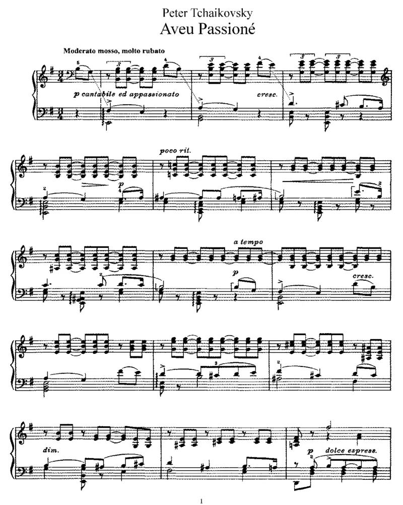 AveuPassione_一万首著名钢琴曲谱哈农贝多芬合集视频教学电子版高清无水印可打印_1古典钢琴知名音乐家谱_柴科夫斯基钢琴谱全集_其他