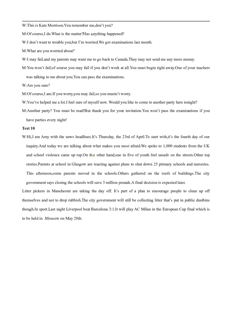 备考2024新高考英语听力06(答案+听力原文)_2024年5月_01按日期_1号_2024高考英语听力专题（80套模拟训练+历年真题）(附音频）_高考英语听力高分80套模拟训练