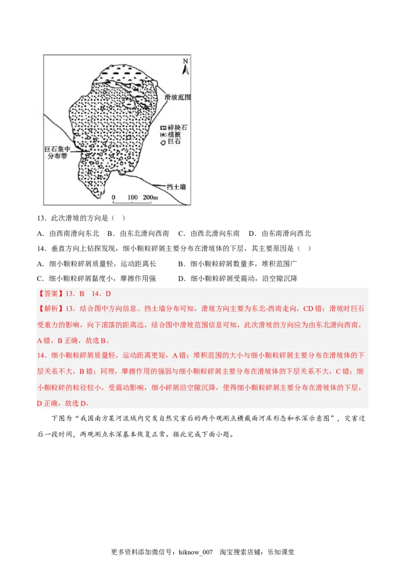 第15练地质灾害（解析版）_E015高中全科试卷_地理试题_必修1_2.同步练习_课后培优练2023年（第一套）