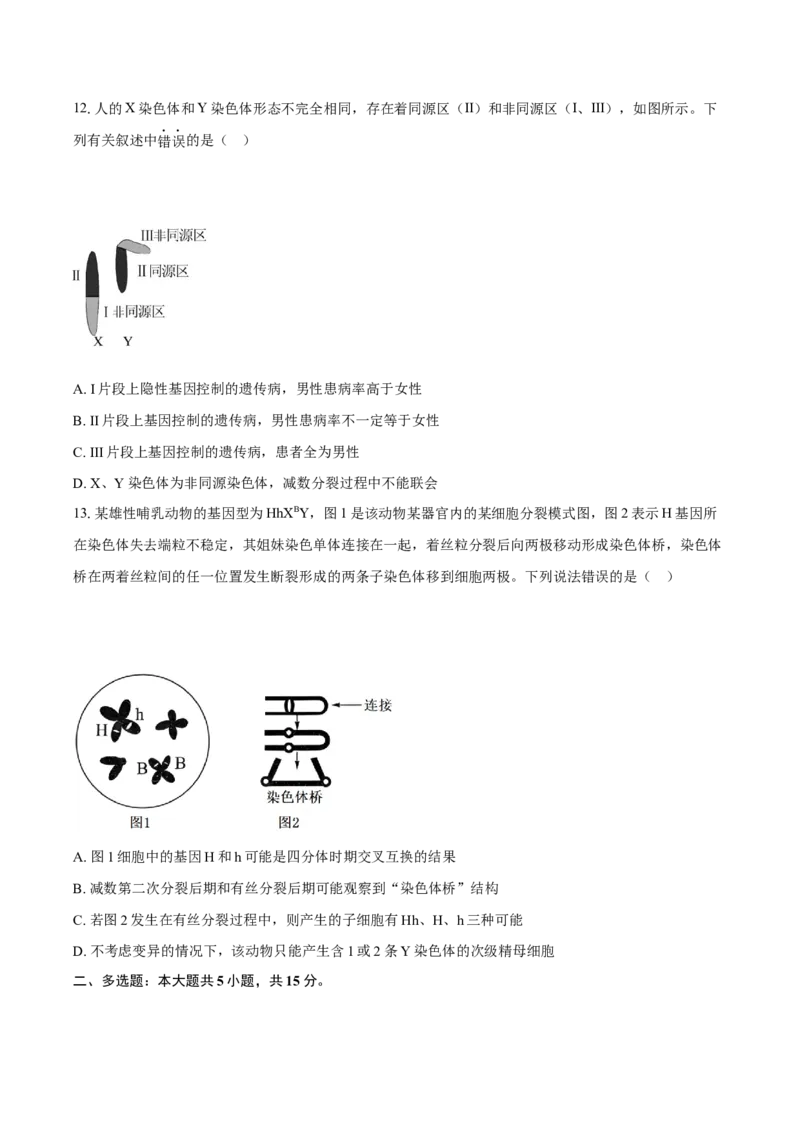 河北省沧州市沧州五校2024-2025学年高一下学期3月月考生物试题（有答案）_2024-2025高一（7-7月题库）_2025年03月试卷_0326河北省沧州市沧州五校2024-2025学年高一下学期3月月考